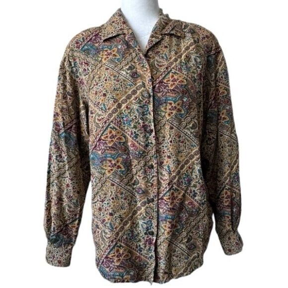 Liz Clairborne Lizwear Floral Button Down Blouse 100% Rayon Shirt Size S - Picture 11 of 11